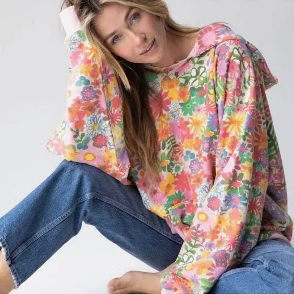 Natural Life Colorful Floral Hoodie